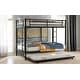 preview thumbnail 4 of 43, Stylish Twin over Twin Bunk Bed with Trundle and Two ladders, Black