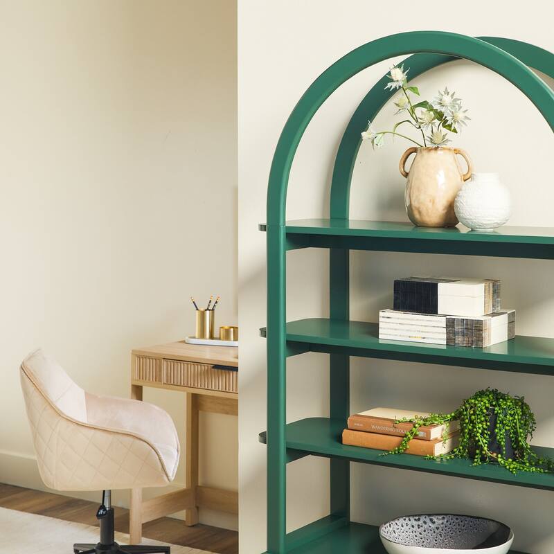 Walker Edison Modern Wood Arched Cabinet Bookcase with Storage