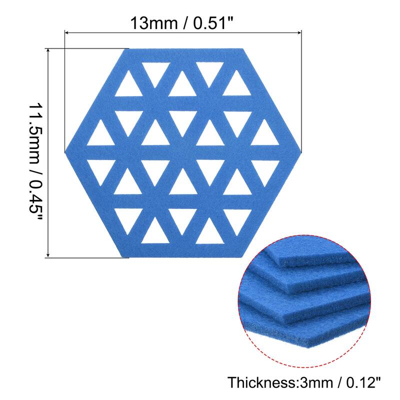 Felt Coaster, Hexagonal Pad Coaster for Drink Cup Pot Bowl Vase - Sky Blue