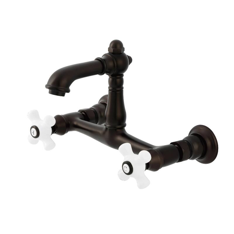 Kingston Brass English Country Two-Handle 2-Hole Wall Mount Bathroom Faucet - Oil Rubbed Bronze
