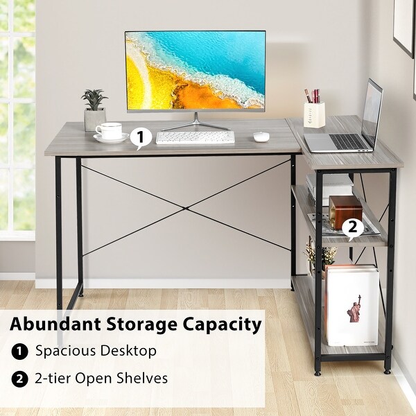 Costway wooden corner desk with drawer computer pc table study office sale