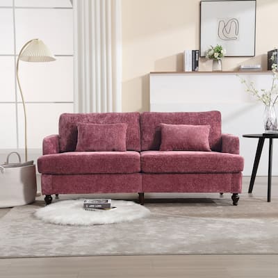 Modern Chenille Fabric Loveseat, 2-Seat Upholstered Loveseat Sofa