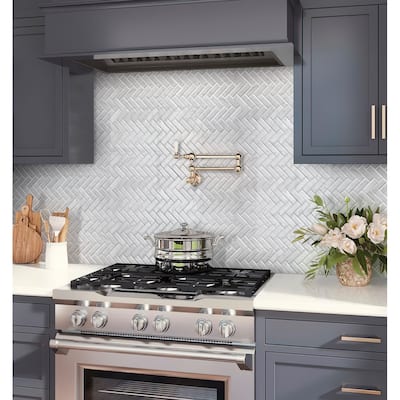 Apollo tile 12 x 12 Heritage Polished White Bianco Carrara Marble Tile (5.29 sq ft/case) - 5 Pack
