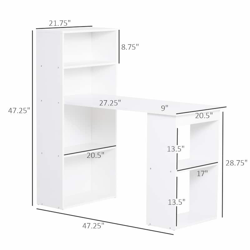 Modern Home Office Desk with 6-Tier Storage Shelves
