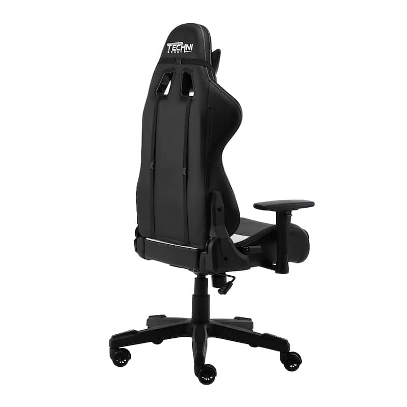 Sport Office-PC Gaming Chair - White, Height Adjustable with Tilt Tension Control, and Padded Armrests