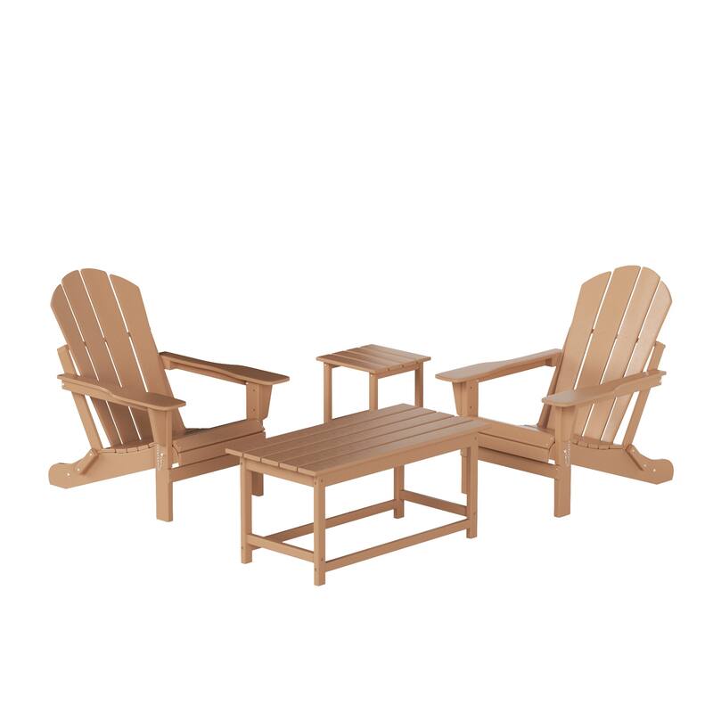 Laguna Hdpe All Weather Outdoor Patio Foldable Adirondack Chairs Conversation Set (4-Piece Set)