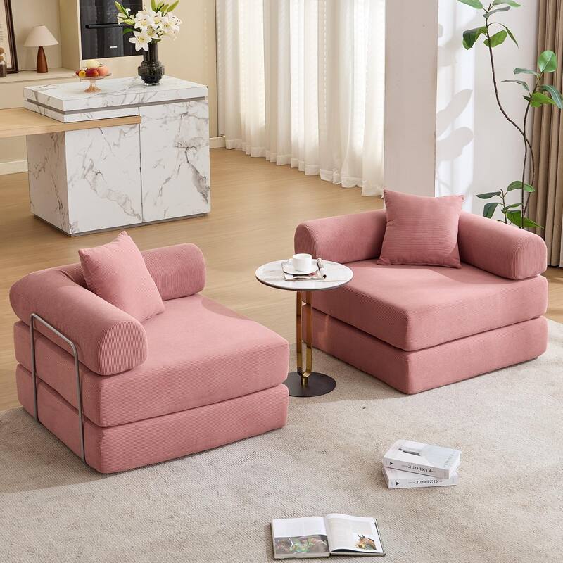 Modular Couch Sofa Bed, Convertible Design with Removable Armrests,Folding Mattress Couch for Small Spaces ,No Assembly