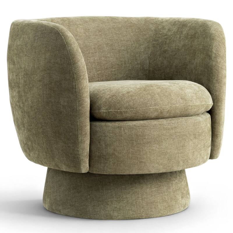 Upholstered Swivel Barrel Accent Chairs(Set of 2)