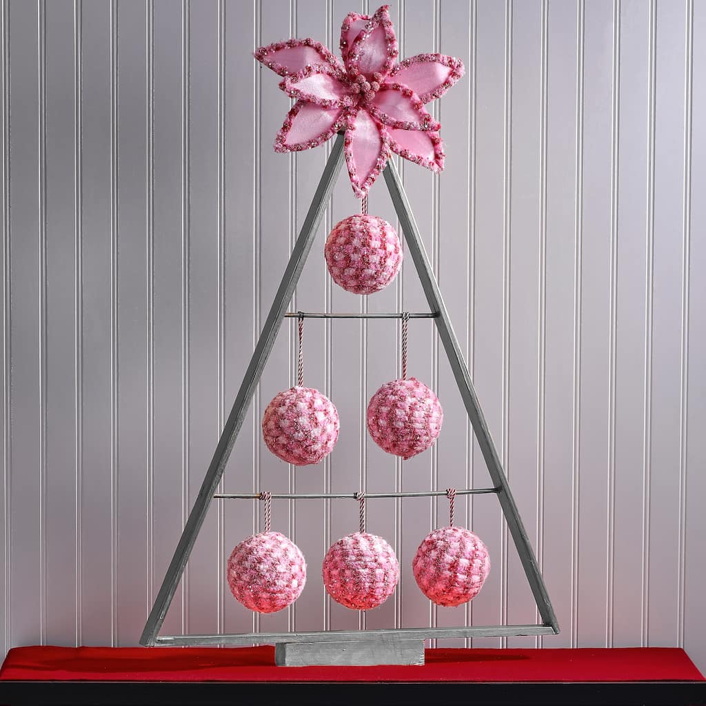 4" So Sweet Snow Glitter Ball Ornament Set of 6