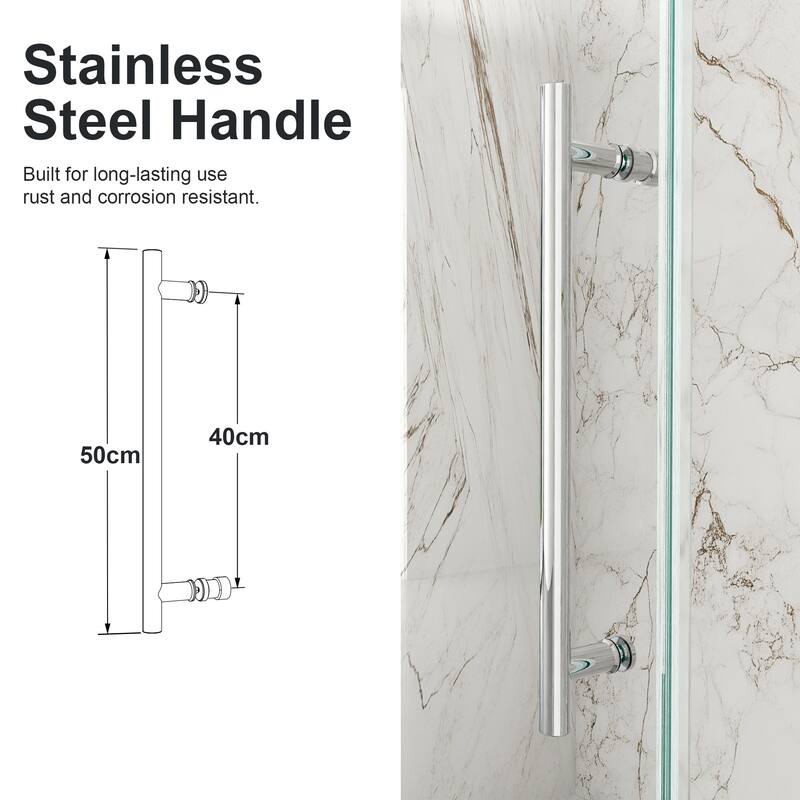 GDFStudio - Modern America Design Frameless Double Sliding Shower Door with 5/16" SGCC Tempered Glass & Stainless Steel Hardware