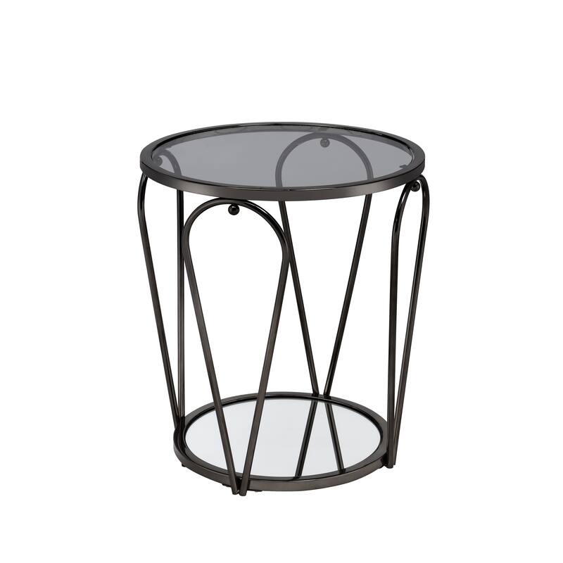 Gable Glam 2-Piece Glass Top Coffee Table Set with Shelf by Furniture of America