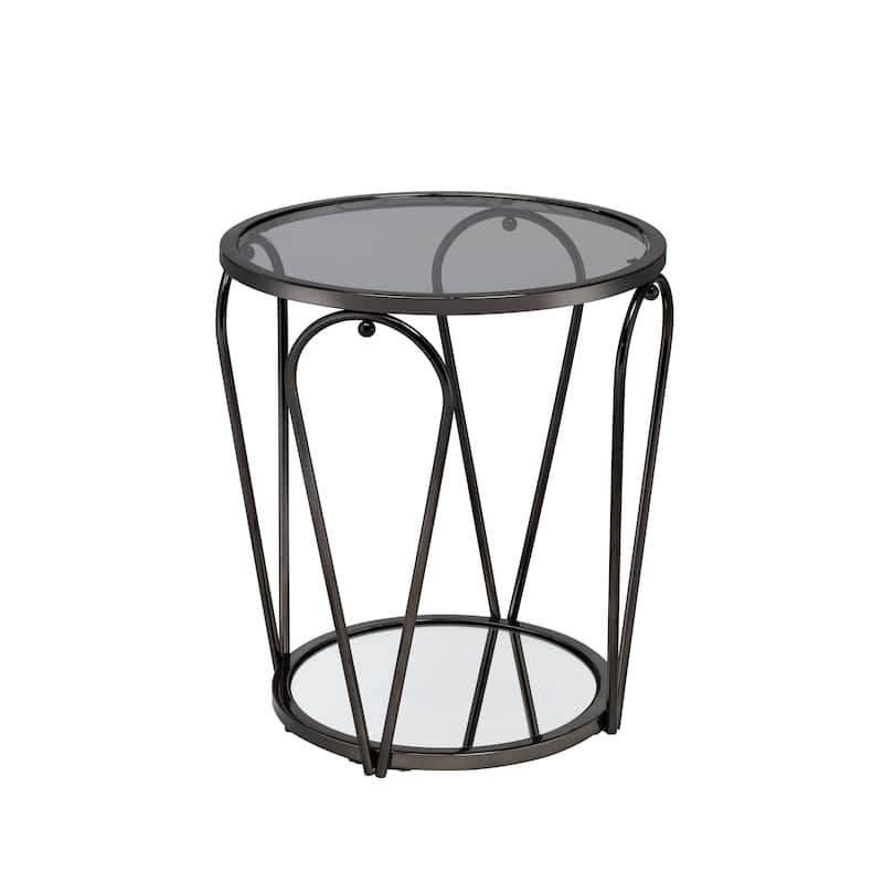 Gable Glam Glass Top 3-Piece Coffee Table Set with Shelf by Furniture of America