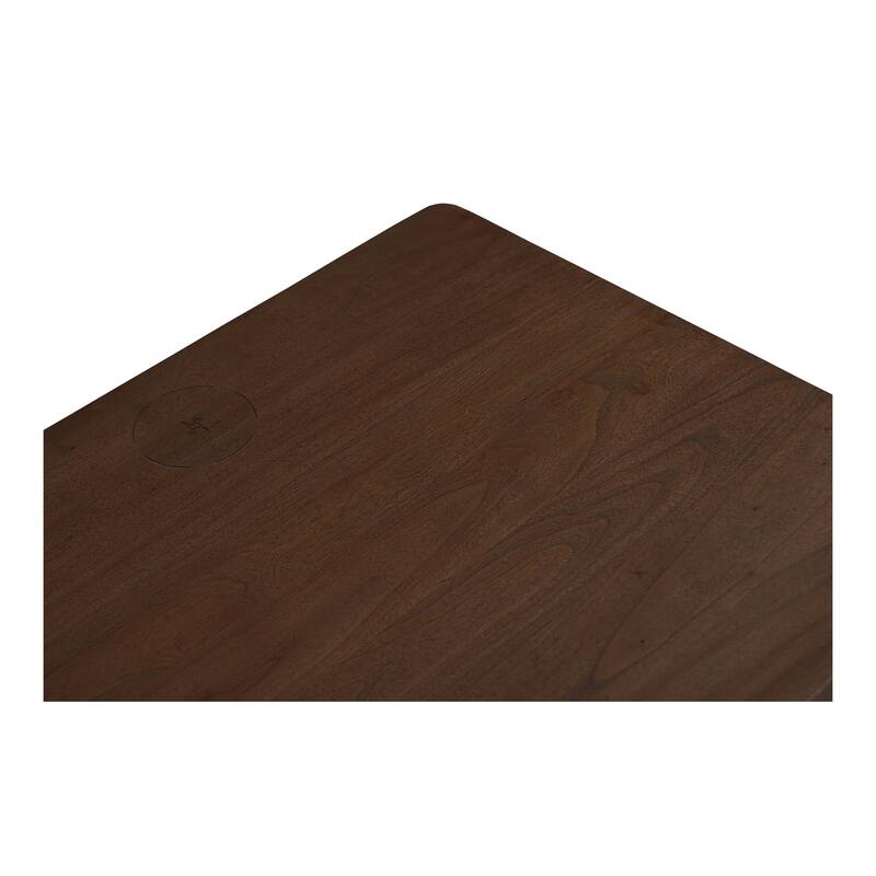 NADAAL STUDIOS Valina Nightstand, Wireless Charging with Traditional Silhouette in Hill Neem Wood, Brown