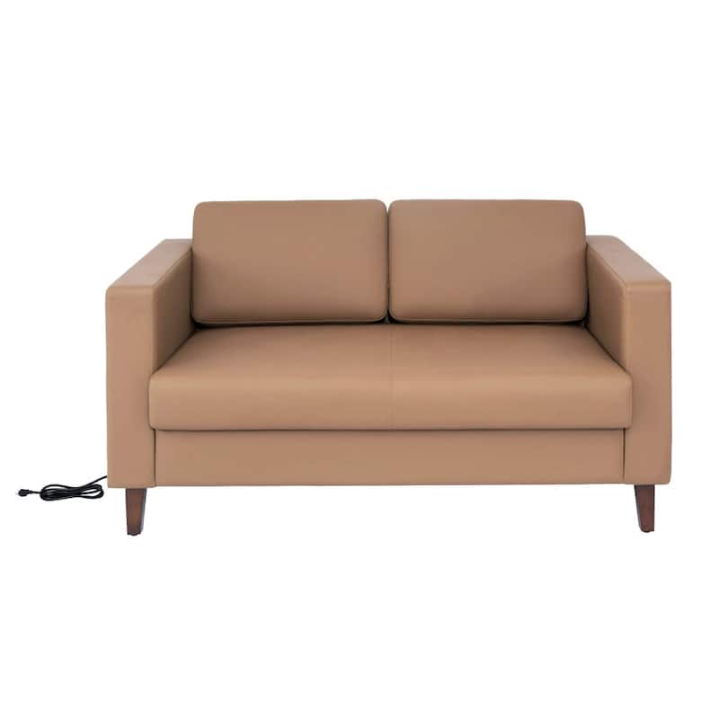 Commercial Lobby Loveseat with 2 Outlets/1 USB/1 USB-C Ports - 56.5"W x 31.25"D x 32.5"H