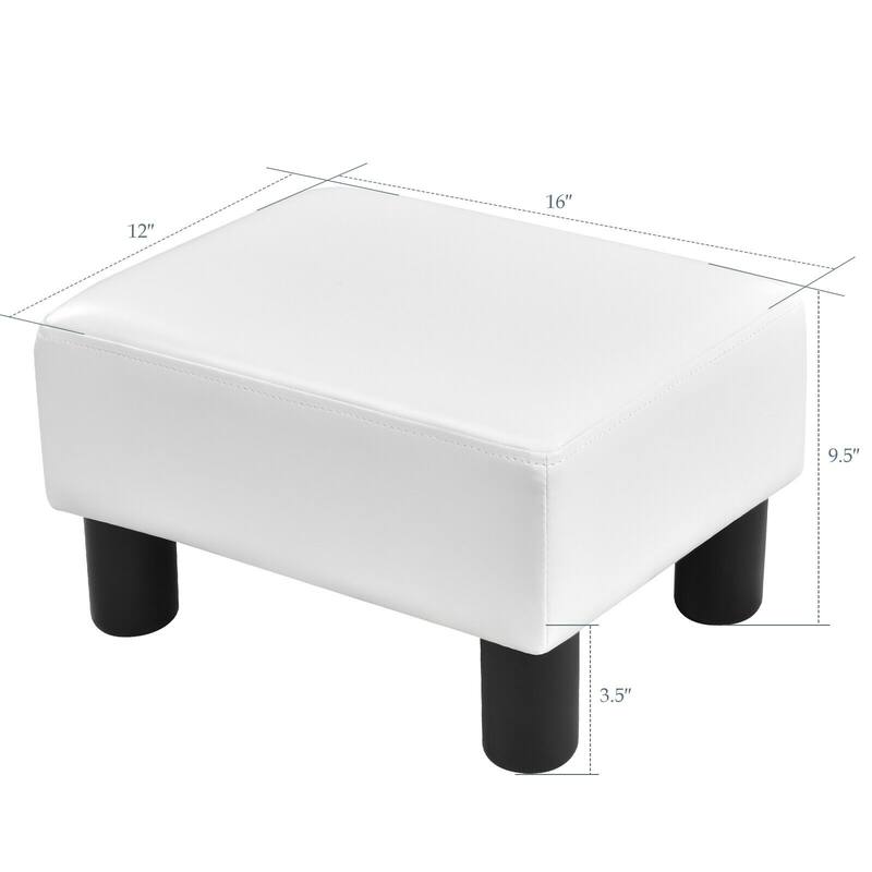 Gymax PU Leather Ottoman Rectangular Footrest Small Stool - See Details