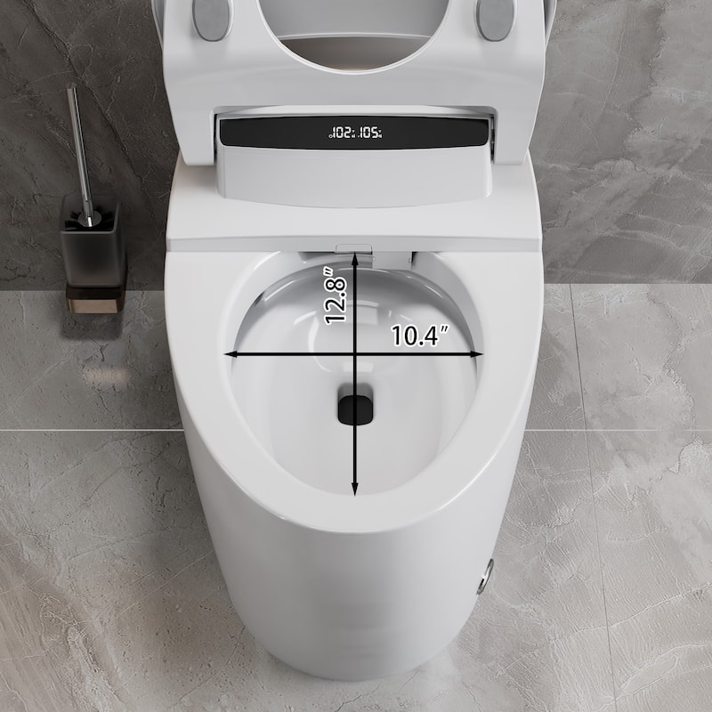 Smart Toilet with Heated Seat & Warm Air Dryer, Auto Flush One Piece Toilet with Night Light, Self Cleaning Nozzle