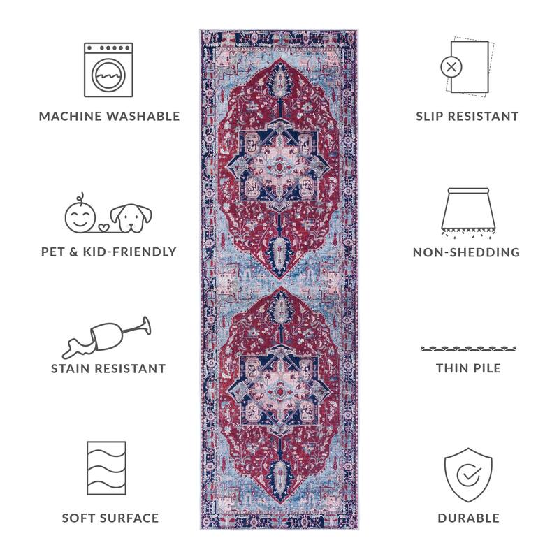SAFAVIEH Tucson Machine Washable Slip Resistant Mathilde Oriental Medallion