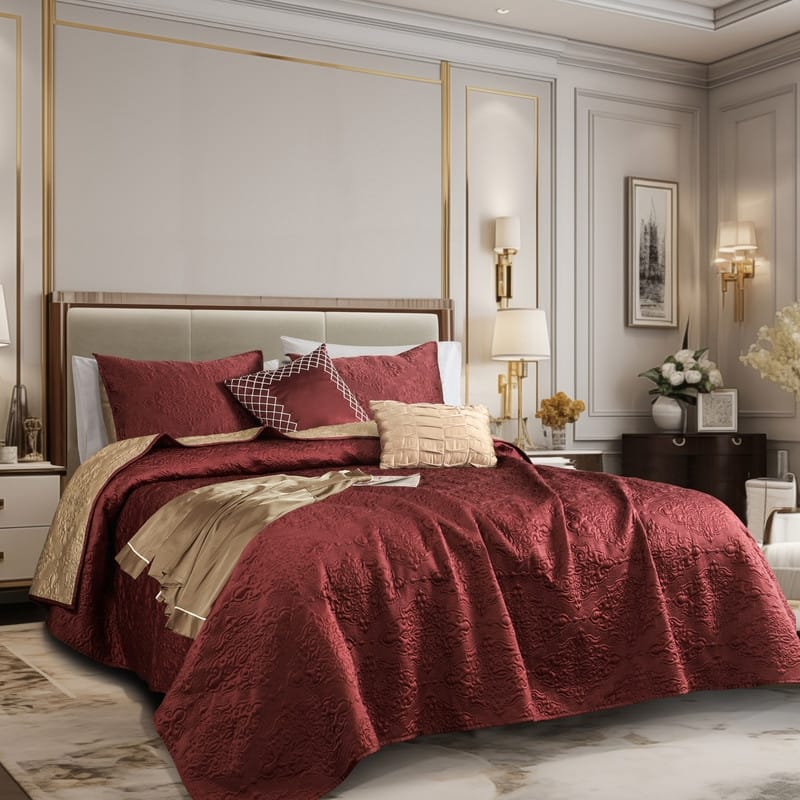 Wonderful Satin Quilt Set Cooling 5-Piece Bedding Set for Summer