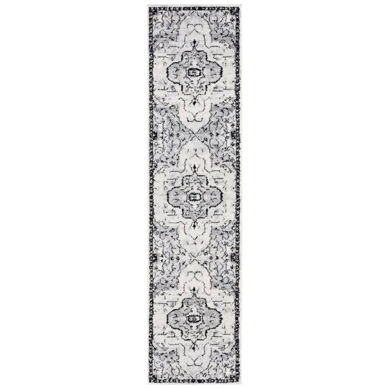 SAFAVIEH Tulum Berfin Boho Rug - 2' x 8' Runner - Ivory Grey/Charcoal