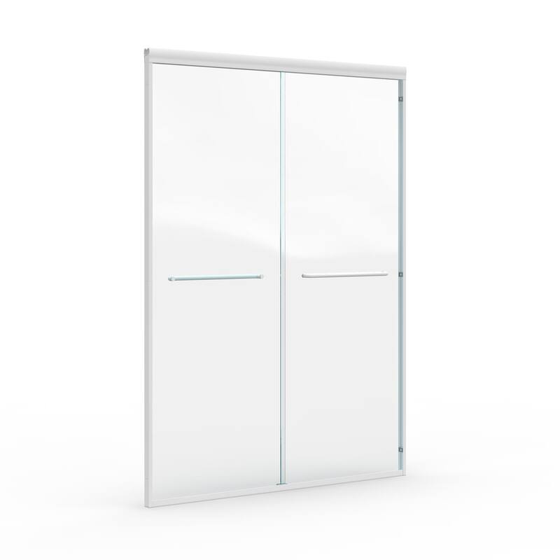 ABRUZZO 44-48" W x 72" H Semi-Frameless Double Sliding Tempered Glass Shower Door with Dual Towel Bars
