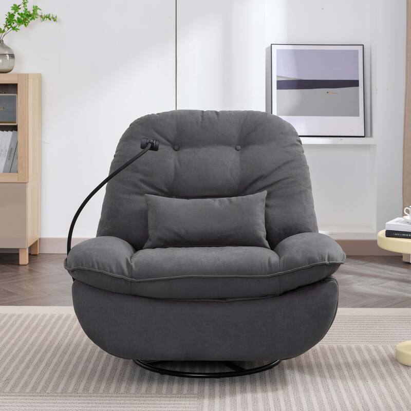 Power Swivel Recliner With USB Charger and Bluetooth Music Player - Grey/Fabric