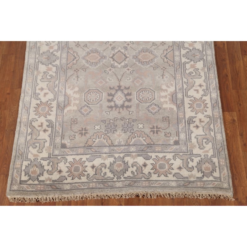 Beige / Ivory Oushak Area Rug Handmade Oriental Wool Carpet - 4'0"x 5'10"