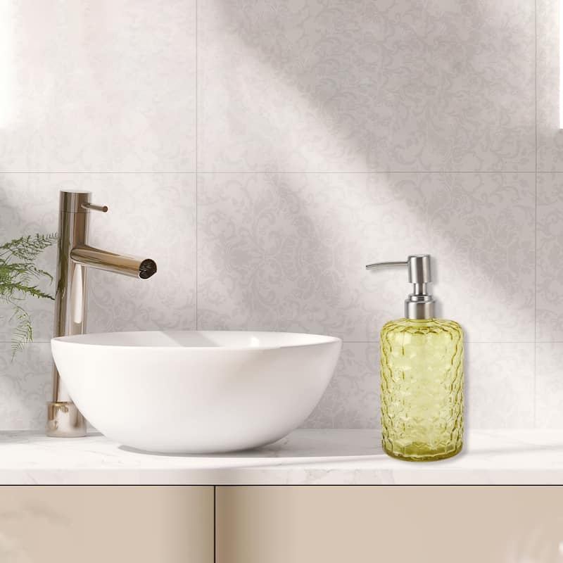 Simple Cylindrical Soap Pump Dispenser for Bath 500ml 1 Pcs - Yellow Silver Tone