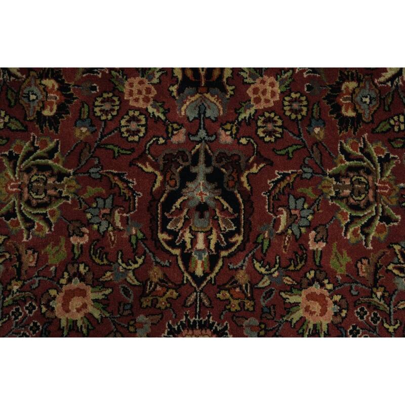 Hand Knotted Oriental 100% Wool Carpet Traditional Floral Red Kashan Area Rug - 9' 0'' X 6' 0''