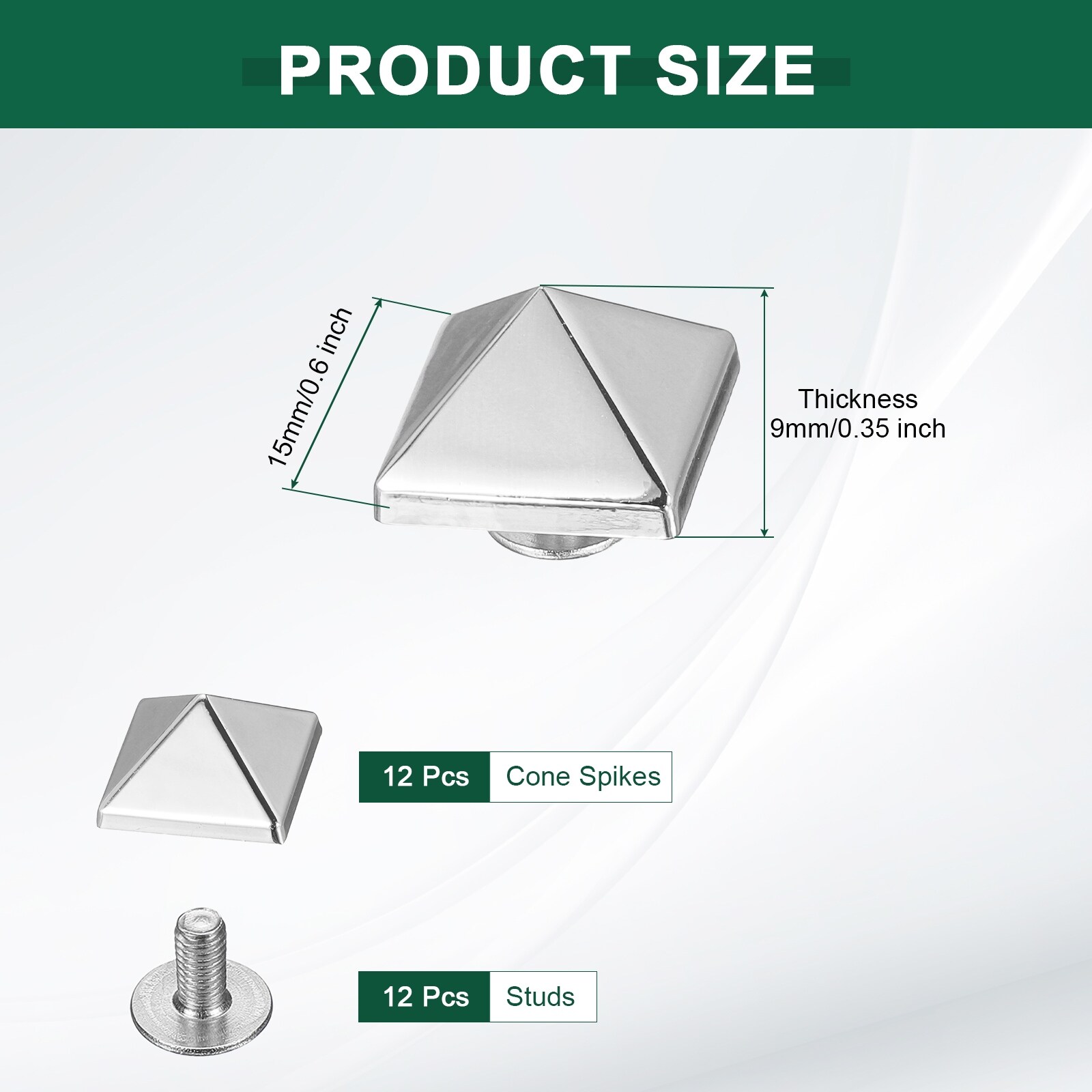 Square Spike Studs Rivets Metal Leather Rivets Rapid Rivet Studs Assortment Kit for DIY Leather Craft Clothing Bags Decoration