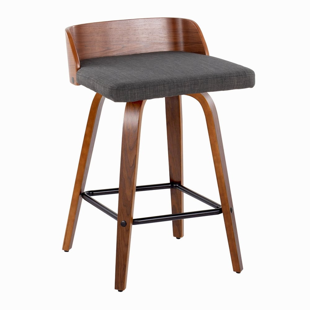 Carson Carrington Marstrand 26" Fixed-Height Counter Stool with Bent Wood Legs & Square Footrest (Set of 2)