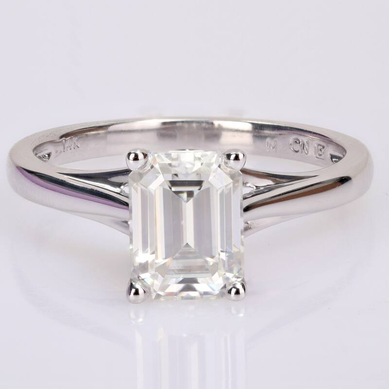 Miadora 2ct DEW Octagon-cut Moissanite Solitaire Engagement Ring in 14k White Gold