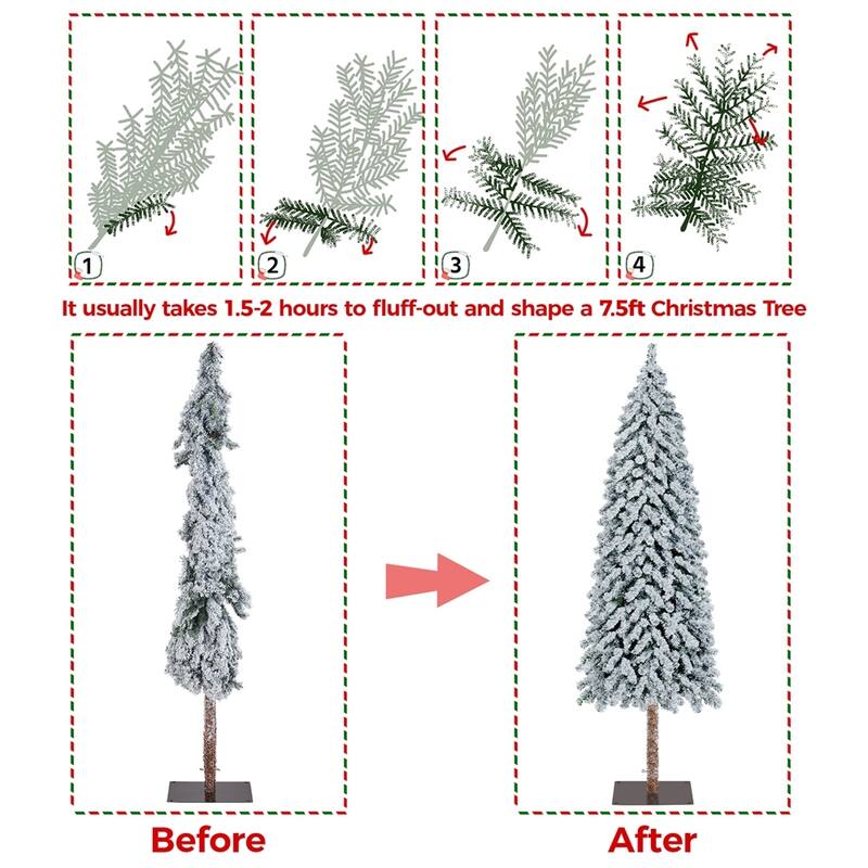 Yaheetech Snow Flocked Artificial Christmas Tree with Lights for Home Party, Green