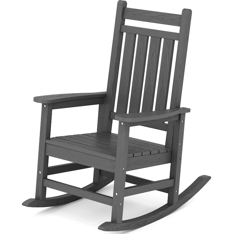 HDPE Outdoor Patio Rocking Plastic Adirondack Chair - Grey