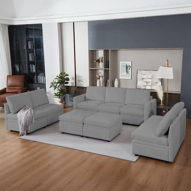9 Seater Modular Sectional Sofa Couch with Underseat Storage