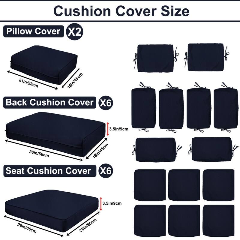 Outdoor Patio Cushion Covers Replacement, Waterproof Furniture Cushion Slipcovers, for Wicker Rattan Sectional Couch Chair
