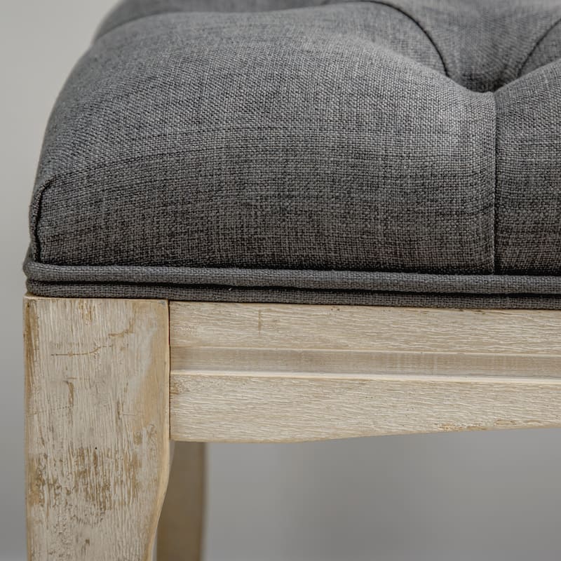 HOMCOM 43" Upholstered Entryway Bench, Linen Fabric Ottoman Stool