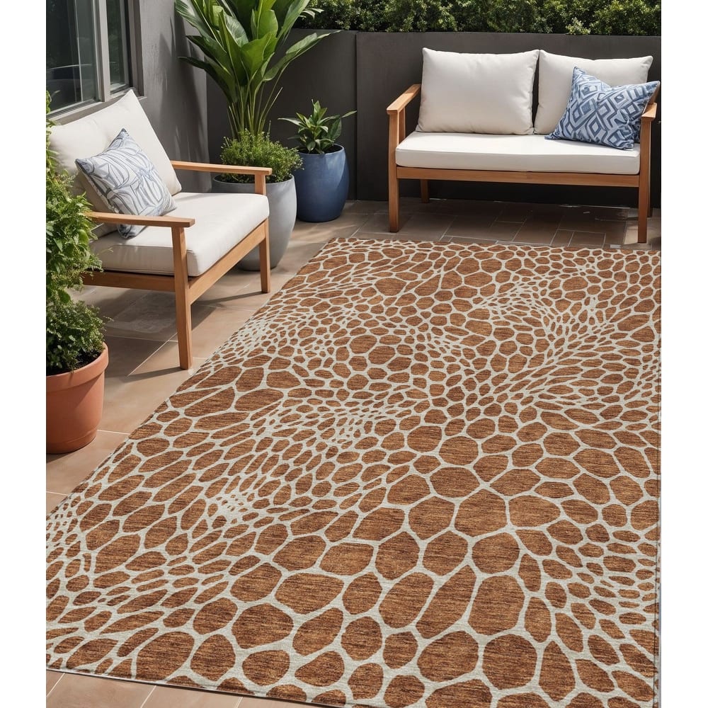 HomeRoots Geometric Transitional Rectangle Outdoor Rug
