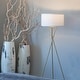 preview thumbnail 2 of 10, Brightech Jaxon 60 in. Antique Brass Mid-Century Modern LED Super Bright Floor Lamp with White Fabric Drum Shade