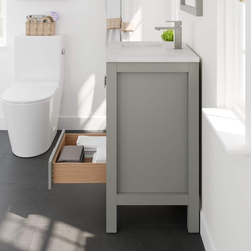 London 24"W Bath Vanity with Carrara Quartz Top & Undermount Sink