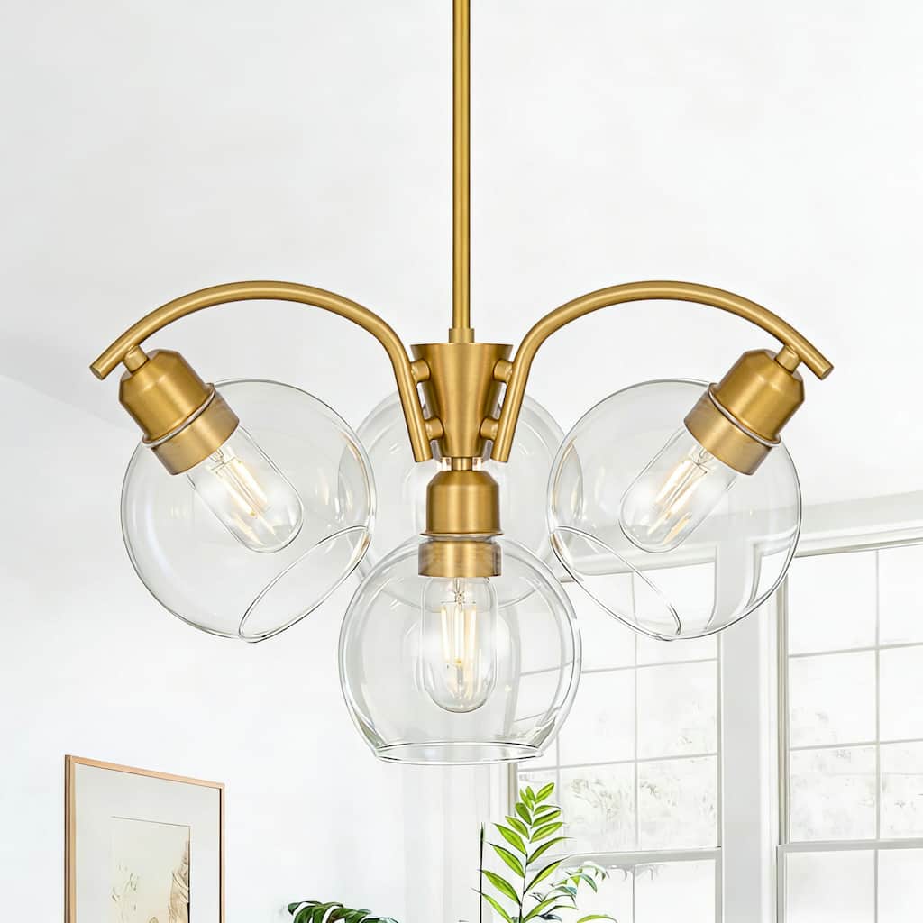 LamQee Sputnik Metal Chandelier with Clear Glass Globe Shades