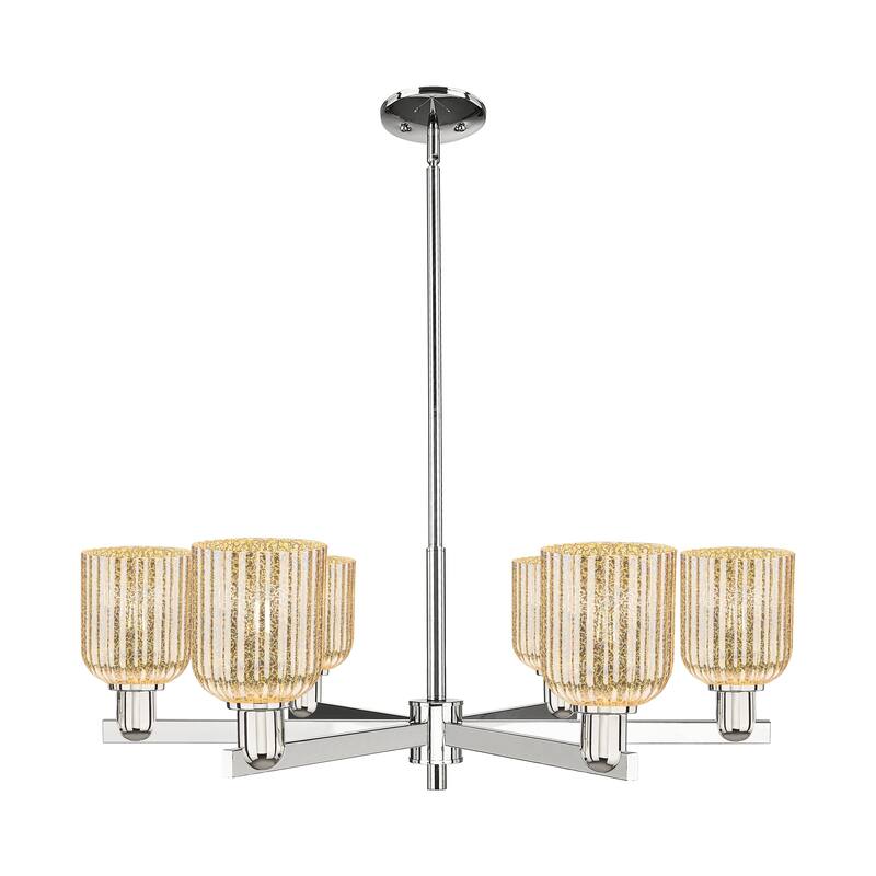 Innovations LightingDowntown Urban - Bridal Veil - 6 Light 35" Stem Hung Chandelier - Mercury/Polished Nickel