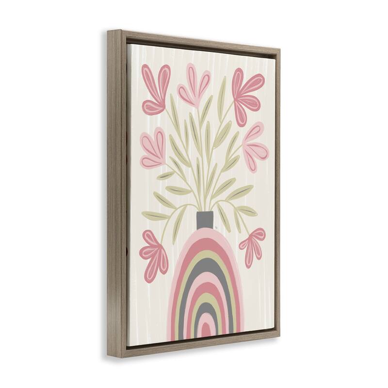 Stupell Pastel Arched Flower Vase Framed Floater Canvas Wall Art Design By Martina Pavlova