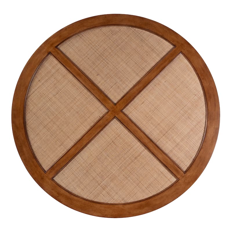 Bali Breeze 42 in. Round Wood and Mesh Woven Coffee Table