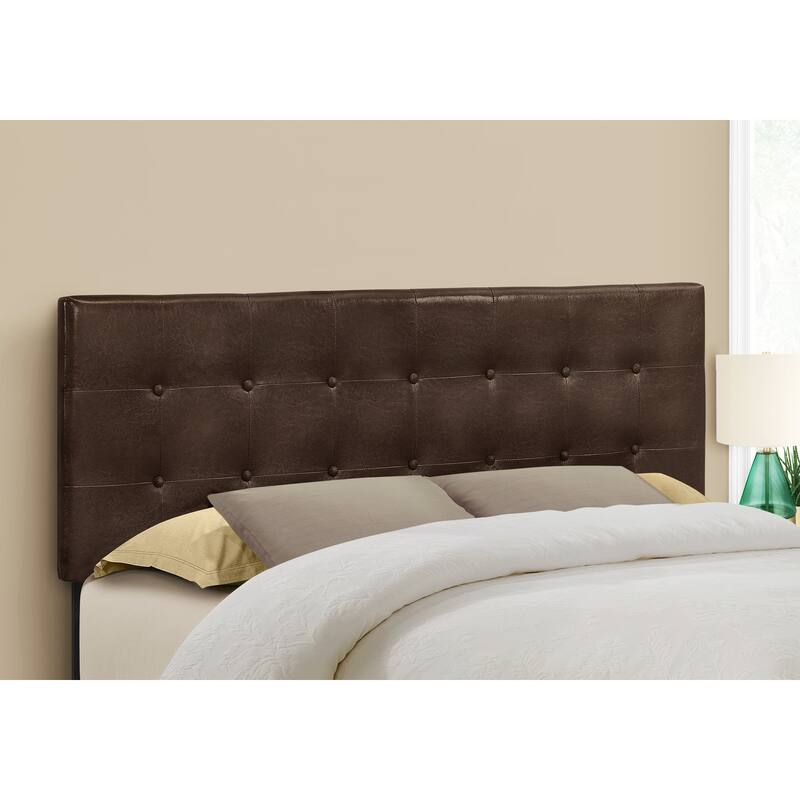 Bed, Headboard Only, Queen Size, Bedroom, Upholstered, Brown Leather Look, Transitional - Brown