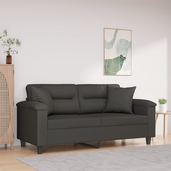 2 Seater Sofa with Pillows Cushions Dark Gray 55.1
