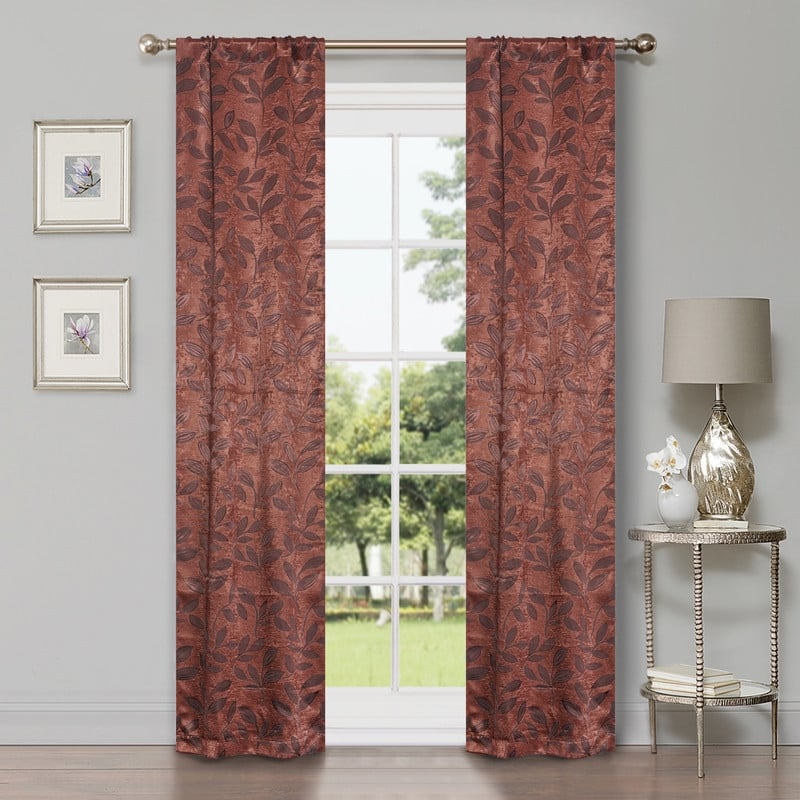 Superior Modern Bohemian Leaves Room Darkening Curtains with Grommets