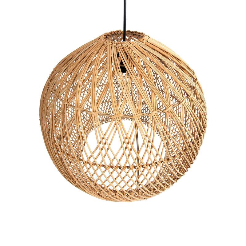 Glow Globe Chandelier with Rattan Shade, Brown
