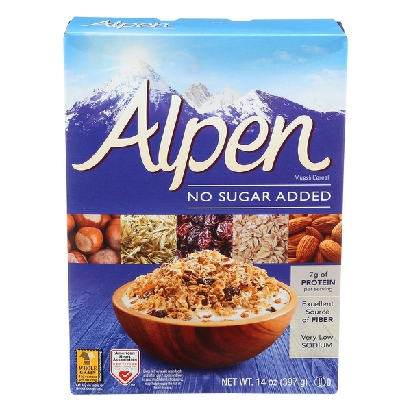 Alpen No Added Sugar Muesli Cereal - Case of 12 - 14 oz.