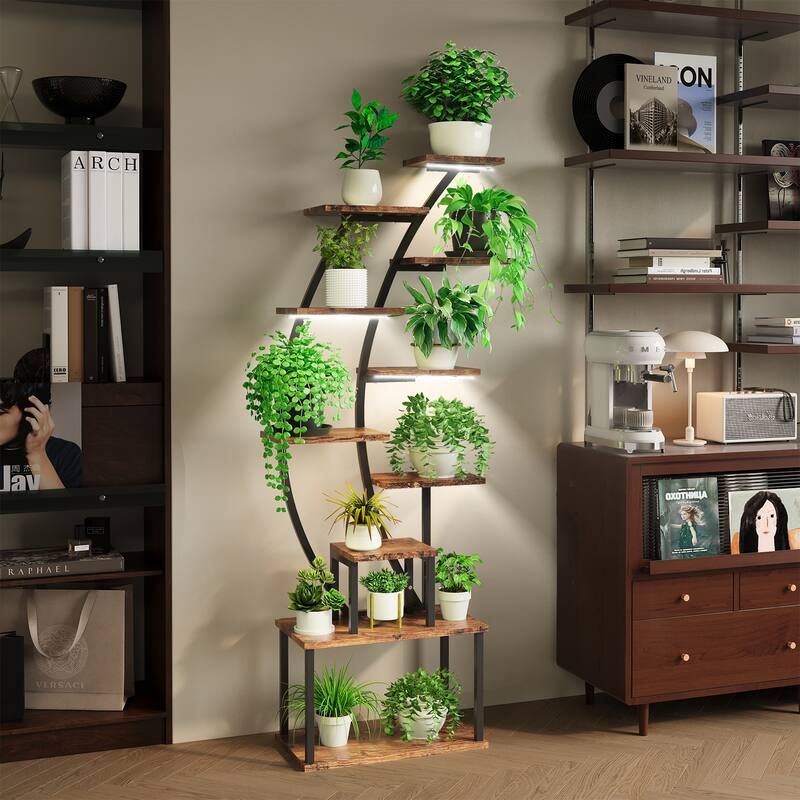 Plant Stand with Grow Lights, 9 Tiered Indoor Plant Stand, 63" Metal Plant Shelf, Tall Plant Stands Indoor Multiple Stands