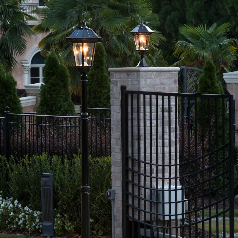 Gama Sonic Windsor Bulb Black Modern Solar Landscape Lamp Post Light